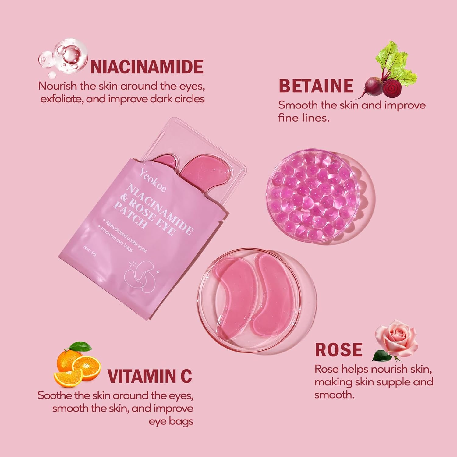 YEOKOE NIACINAMIDE & ROSE EYE PATCHES