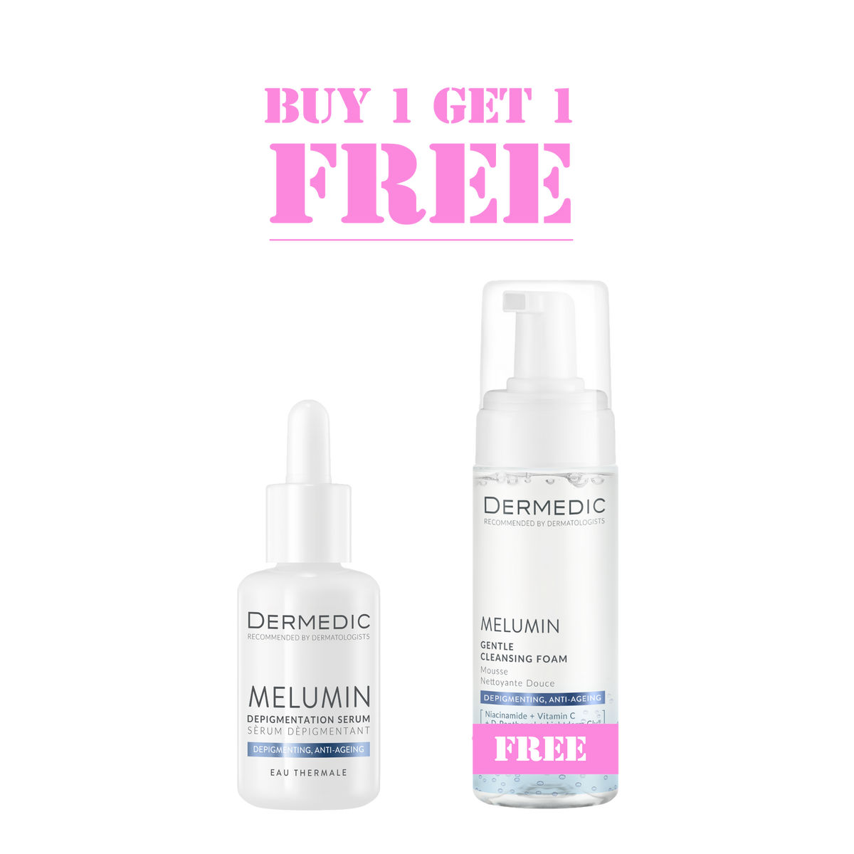 Dermedic BUY Melumin Depigmenting Serum GET Gentle Cleansing Foam FREE